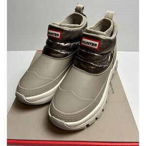 Hunter Original Metallic Snow Ankle Boot in Dark Silver/Hail Grey Womens Size 7
